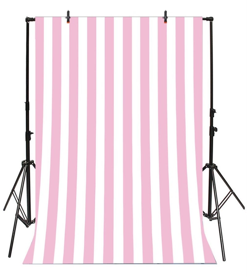 Leyiyi 6x8ft Photography Background Pink and White Stripe Backdrop Happy Birthday Party Vertical Horizontal Stripes Summer Holiday Banquet Baby Shower Blog Make-up Photo Portrait Vinyl Studio Prop - Image 1
